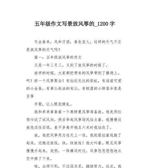 风筝的乐趣（一次放风筝的体验）
