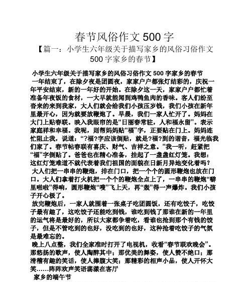 家乡风俗传承：一位勇敢少年的故事