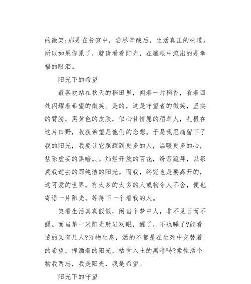 阳光里的温暖（一名少年的成长经历）