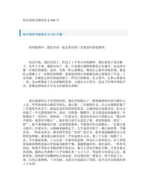 清明节别样的踏青作文
