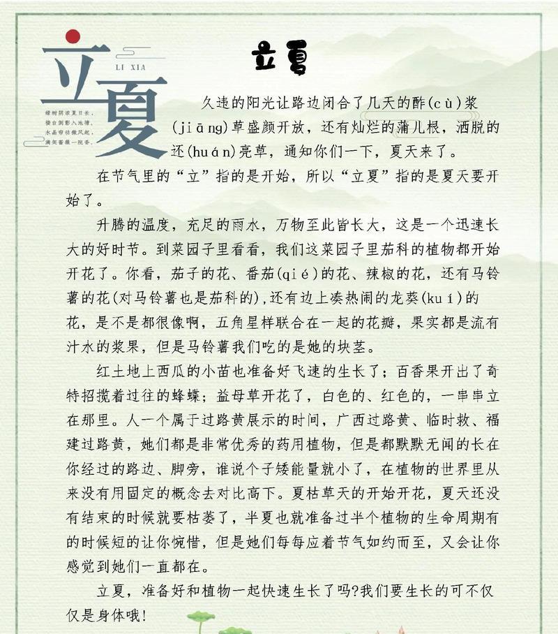 芒种和夏至的手抄报（《芒种夏至的青涩记忆》）