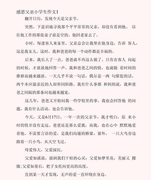 有关感恩父亲节作文万能的作文怎么写（《心存感激，父子情深》）