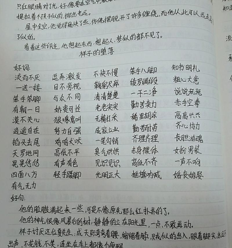 骆驼祥子第六章好词好句（坚韧不拔）