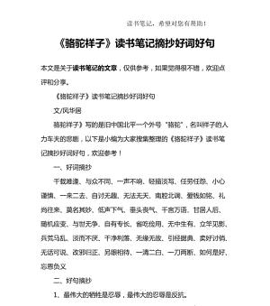 祥子的孤独旅程（以骆驼祥子第三章好句赏析为线索）