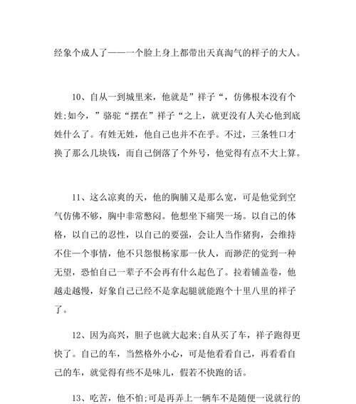 祥子的孤独旅程（以骆驼祥子第三章好句赏析为线索）